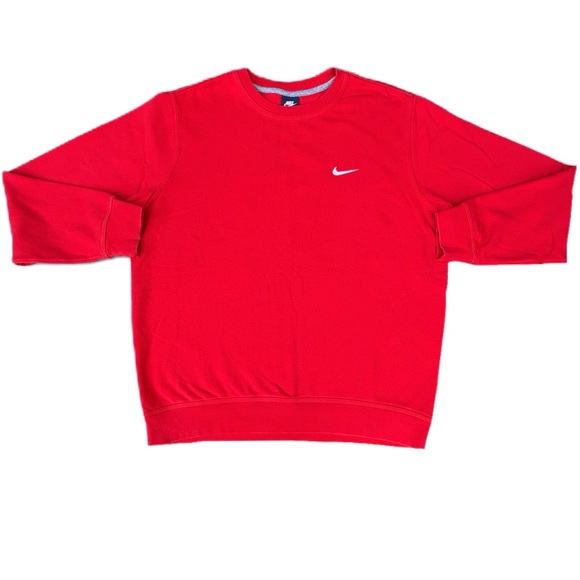 Vintage Nike Swoosh Red Embroidered Fleece Crewneck Sweatshirt Sweater